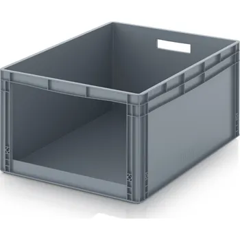 paleta Skladové otevřené přepravky v euro formátu SLK 80 x 60 x 42 cm - Stříbrošedá - materiál: PP - SK S 86/42