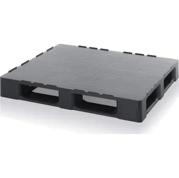 paleta ESD palety uzavřené s bezpečnostním okrajem 120 x 100 x 16,3 cm, bez ocelové trubky, se 5 ližinami - Dopravní černá - materiál: ESD PP - ESD H 12105