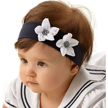 Čelenka kojenecká modrá čelenka s kytičkami Marika narcyz velikost 46