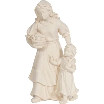 Vánoce Ornatis Žena s děvčátkem Provedení: Přírodní bez malování, Velikost stojících figur dospělých postav: 9,5 cm Dřevěná vyřezávaná postava ženy s dítětem