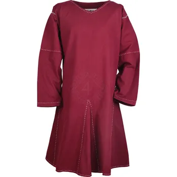 Karnevalový kostým Battle Merchant Středověká tunika s dlouhým rukávem Kragelund, vínová