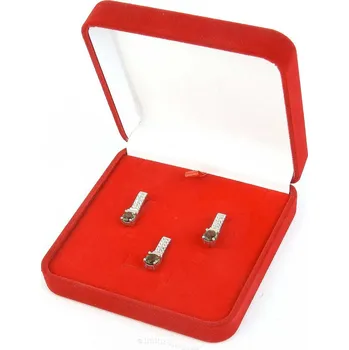Náušnice Vltavín dárková sada se zirkony Ag 925/1000