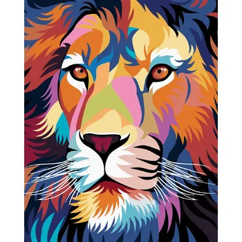 Hračka Diamondi Diamantové malování - BAREVNÝ LEV Rozměr: 40x50 cm, Rámování: bez rámu a bez vypnutí plátna