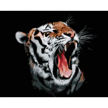 Diamondi Diamantové malování - TYGR S OTEVŘENOU TLAMOU Rozměr: 40x50 cm, Rámování: bez rámu a bez vypnutí plátna