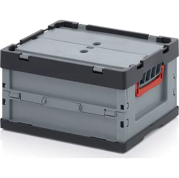 Skládací přepravky s víkem 40 x 30 x 22 cm - Stříbrošedá - materiál: PP - FBD 43/22