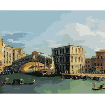 Diamondi Diamantové malování - MOST RIALTO OD SEVERU (CANALETTO) Rozměr: 40x50 cm, Rámování: vypnuté plátno na rám