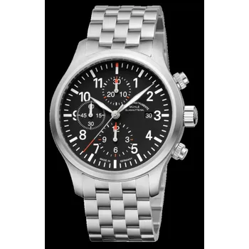 Hodinky Mühle-Glashütte Terrasport I Chronograph Schwarz kovový náramek