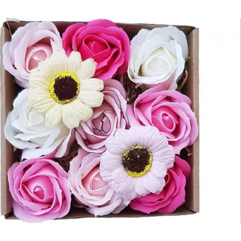 Mýdlo made by ANTEROS Dekorace Mýdlové květy Sweet Pink mix v dárkovém boxu