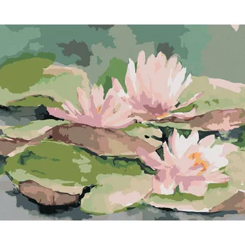 Diamondi Diamantové malování - RŮŽOVÉ JAPONSKÉ LEKNÍNY Rozměr: 40x50 cm, Rámování: vypnuté plátno na rám