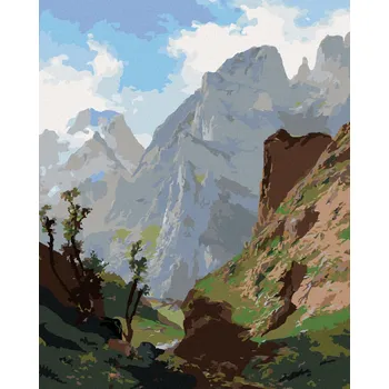 Hračka Diamondi Diamantové malování - VRCHOLY EVROPY (CARLOS DE HAES) Rozměr: 40x50 cm, Rámování: vypnuté plátno na rám