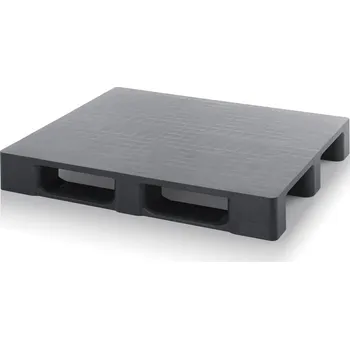 paleta ESD palety uzavřené bez bezpečnostního okraje 120 x 100 x 15,5 cm, se 2 ocelovými trubkami, se 3 ližinami - Dopravní černá - materiál: ESD PP - ESD HD 1210 OS
