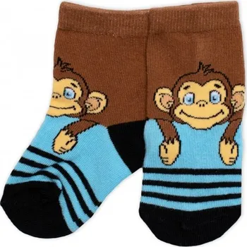 Dětské bavlněné ponožky Monkey - hnědé/modré, Velikost koj. oblečení 23-26