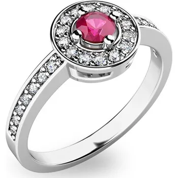 Prsten Dámský prsten bílé zlato 585/1000 přírodní diamant 0.150 ct G/SI s turmalínem 10802B-TUR velikost 59