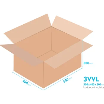 Obalový materiál Kartonové krabice 3VVL - 500x400x300mm - vnitřní 495x395x290mm