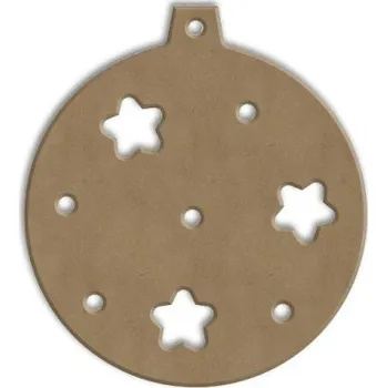 Vánoční dekorace Dřevěný výřez k dekoraci Gomille závěsný, 9 x 10 cm – baňka hvězdičky