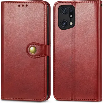 VSECHNONAMOBIL 42507 LEATHER BUCKLE Peněženkový obal Oppo Find X5 Pro červený