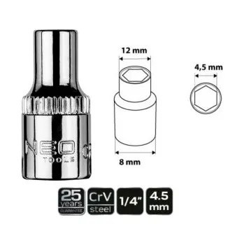 Autodílna Hlavice gola, šestihran, 1/4", 4.5 mm, , TOPEX, 08-443