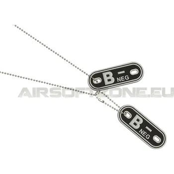 Vojenské psí známky Identifikační známka Dog tag Bloodgroup B NEG - černá