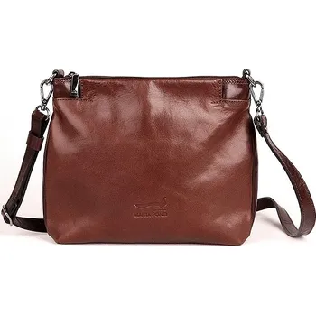 Kabelka Luxusní dámská kožená crossbody kabelka Marta Ponti 6019 hnědo-tmavěhnědá