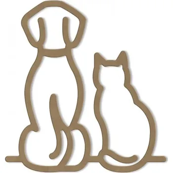 Výtvarná sada Dřevěný výřez k dekoraci Gomille, 26 x 27,6 cm – pes a kočka obrys