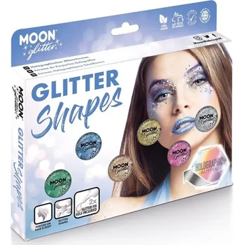 Smiffys Set třpytek Glitter Shapes holografické mix 6 barev + fixační gel