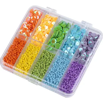 Textilie Sada rokajl a flitry v plastovém boxu