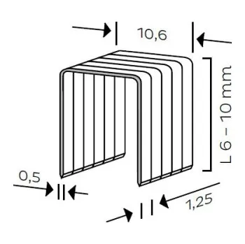 Hřebík Ocelové sponky KMR typ L (BeA Rapid 140), délka 8mm, balení 5.000ks