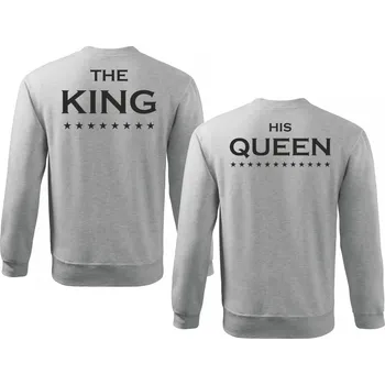Mikiny pro Páry King a Queen 01 šedé Velikost pánské: L, Velikost dámské: L