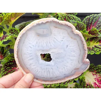 Přírodní kámen Achát plátek s dutinkou z Brazílie 171g