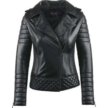 Dámská bunda ČERNÁ KOŽENÁ BUNDA S ČERNÝMI ZIPY HICHIC Nancy 2.0