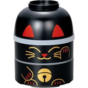 Jídlonosič Hakoya Japonský jídlonosič Bento Maneki Neko černý, 850 ml