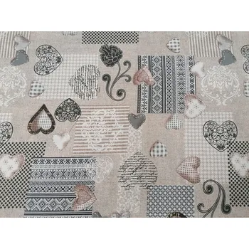 BYTEMA Dekorační látka MAX LOVE šedá šíře 140 cm