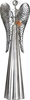 Vánoční dekorace Harasim 115352 plechový anděl s kalíškem na svíčku stříbrný 100 cm 2 ks