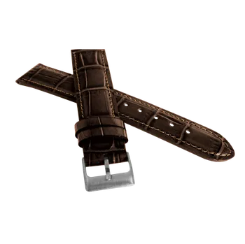 Řemínek na hodinky Tmavě hnědý prošitý řemínek LAVVU CROCO z luxusní kuže Top Grain - 22mm LSIUC22 (řemínek, pásek na hodinky)