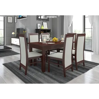 Jídelní set Nábytek PEGAS s.r.o. Sada stolu s židlemi RODOS 7 Tmavý ořech