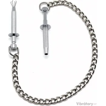 Netradiční kovové svorky na bradavky s řetízkem