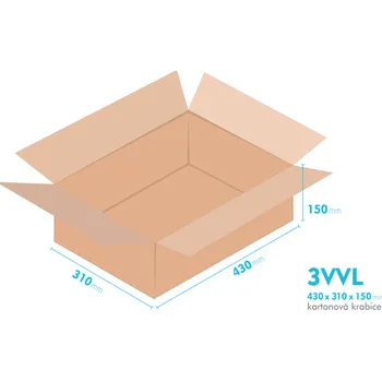 Obalový materiál Kartonové krabice 3VVL - 430x310x150mm - vnitřní 425x305x140mm
