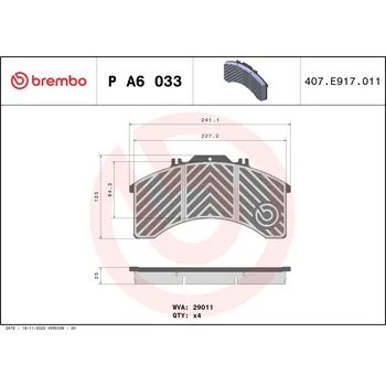 Brzdová destička Sada brzdových destiček, kotoučová brzda, , BREMBO, P A6 033