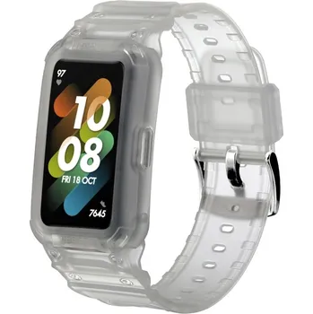 Ostatní příslušenství k chytrým hodinkám VSECHNONAMOBIL 45668 GLACIER Ochranné pouzdro s řemínkem Huawei Band 6 / 7 / Honor Band 6 průhledné