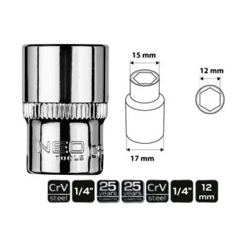 Autodílna Hlavice šestihran 1/4", 12 mm, , TOPEX, 08-452