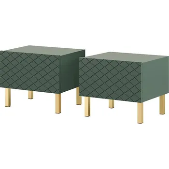 Noční stolek BOGART. Sada nočních stolků Scalia II 50 1SZ 2 ks, labrador mat / zlaté nohy