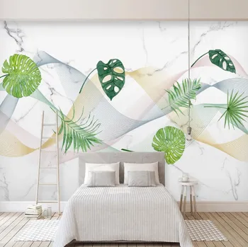 Fototapeta Solution Media 3D tapeta - Abstraktní čáry s listy MU3216 5 - Imitace kůže - Vliesová tapeta - 320g/m2