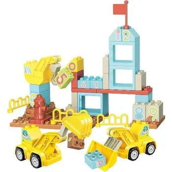 Dětské zboží Qman První kostky 5003 Stavební stroje s čísly 50 kostek