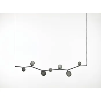 Brokis Designové závěsné svítidlo Ivy PC1069 Horizontal 7, 172 cm Povrch Montury: kov - antracitově šedý matovaný komaxit se strukturou, Barva skla: Světle růžová - transparentní sklo, Způsob instalace: Baldachýn - kov - antracitově šedý matovaný komaxit 