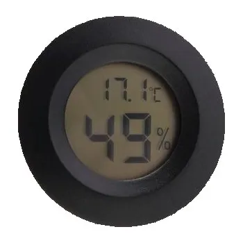 Domácí teploměr Teploměr s vlhkoměrem kulatý černý vhodný do panelu, digitální