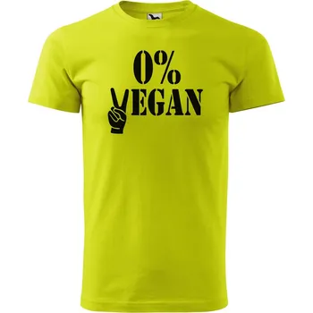 Pánská móda DOBRÝ TRIKO Pánské tričko s potiskem 0%VEGAN černý potisk Velikost: 2XL, Barva: Limetková