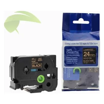 Pásek do tiskárny TONERSYP páska pro Brother TZe-354, 24mm x 8m, zlatý tisk / černý podklad