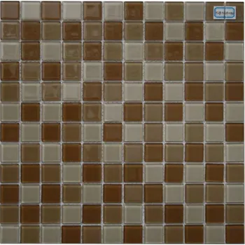 Obklad Maxwhite H28 plus H29 plus H30 Mozaika skleněná hnědá cappuccino latte 29,7x29,7cm sklo