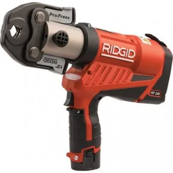 Dílenský lis Ridgid Mini lisovací kleště RP-240 Akku 24 kN 59228 bez čelistí, set 2x aku, nabíječka, kufr (Ridgid 59228 lisovací kleště RP-240 Akku se dvěma akumulátory. kufříkem, nabíječkou)