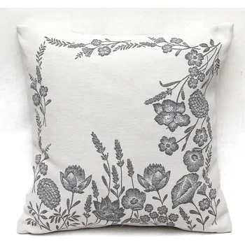 Povlak na dekorativní polštářek Dekorační povlak na polštářek RETRO LUČNÍ KVÍTÍ, smetanový podklad 45x45cm